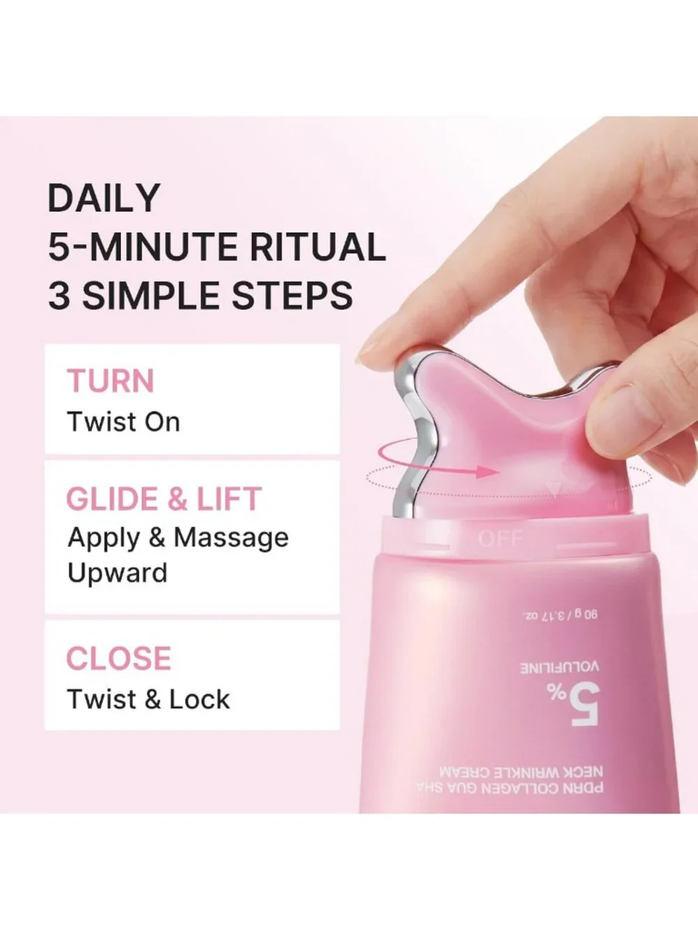 Firming Neck Wrinkle Cream with Gua Sha Massager | Contour & Smooth Fine Lines